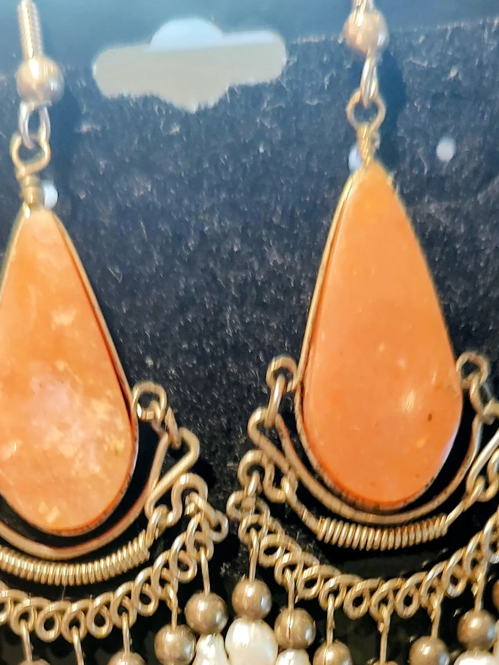 Bohemian Orange/Peachy Teardrop Dangle Earrings